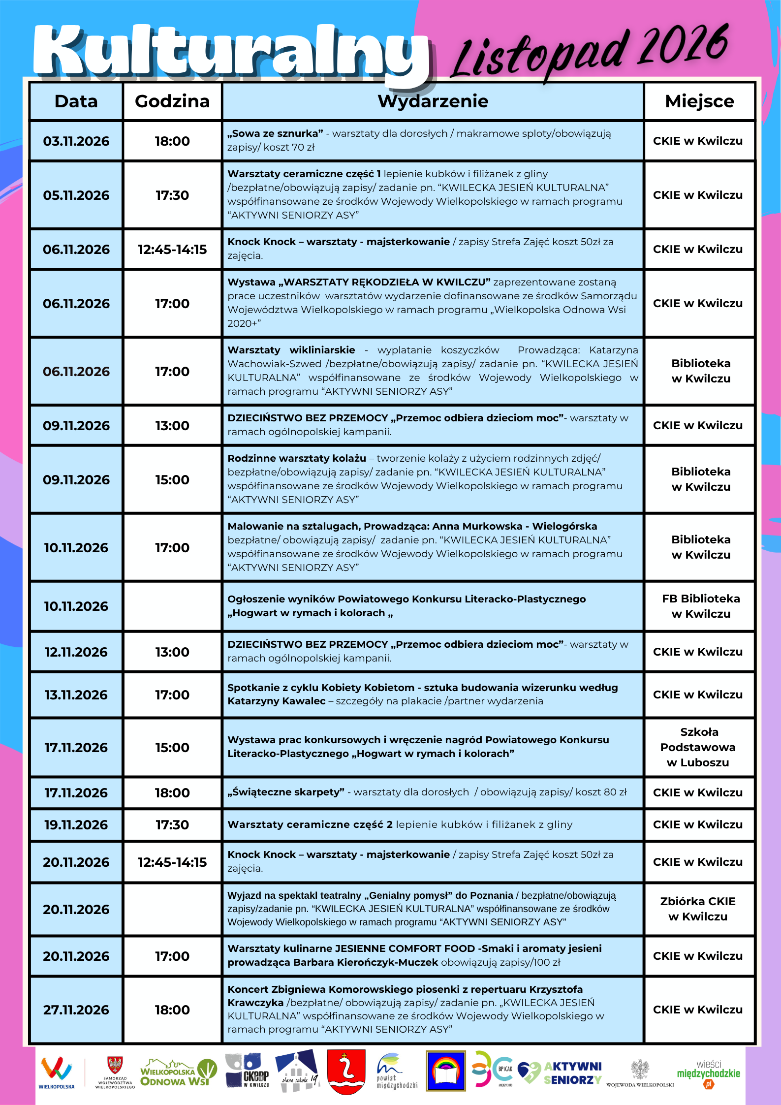Kulturalny_listopad_CKIE_kwilcz_2026
